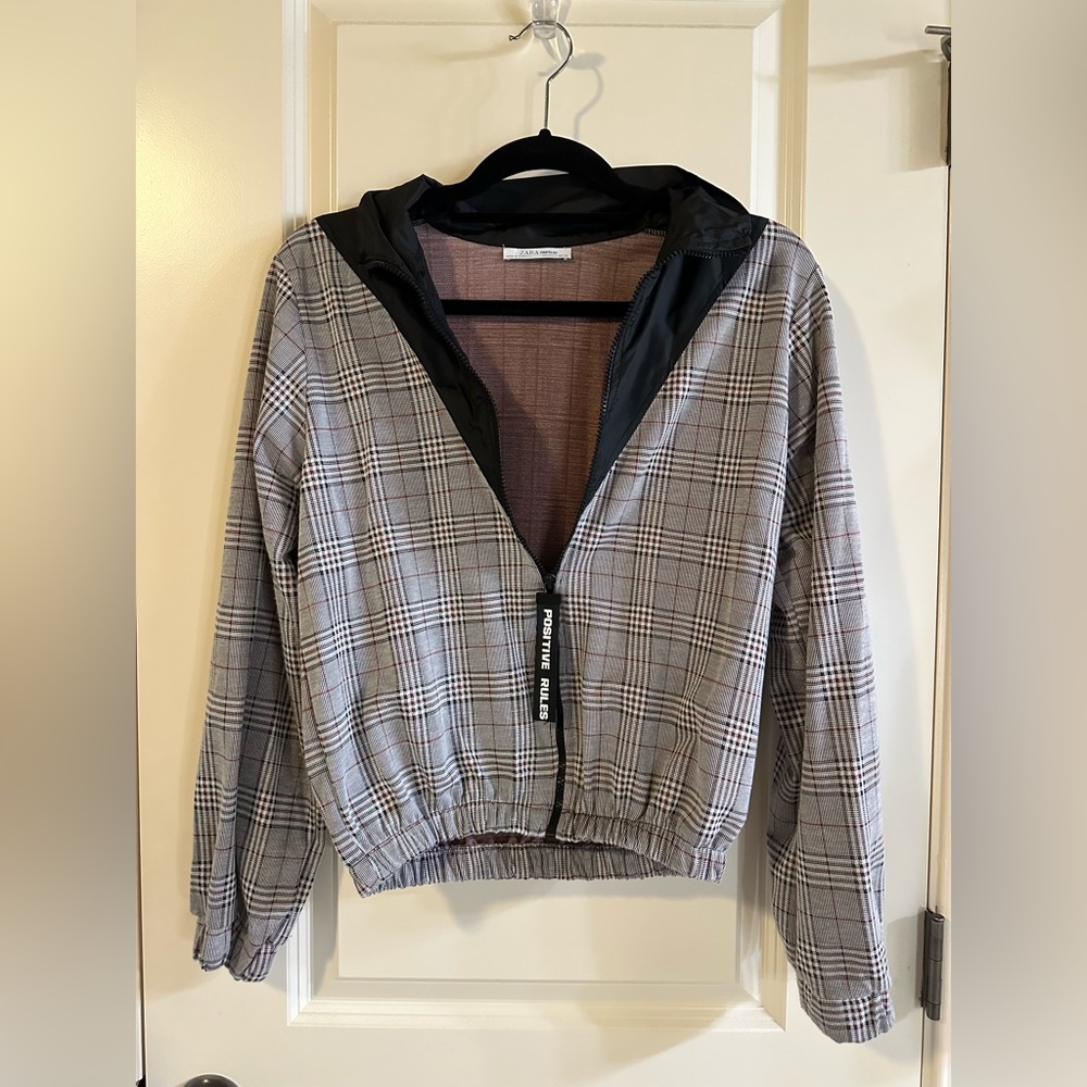 Zara plaid bomber style jacket